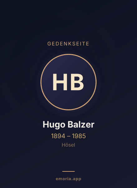 Gedenkportrait von Hugo Balzer