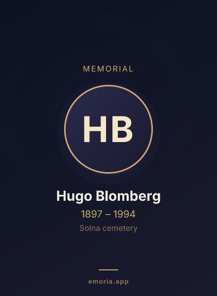 Memorial portrait of Hugo Blomberg