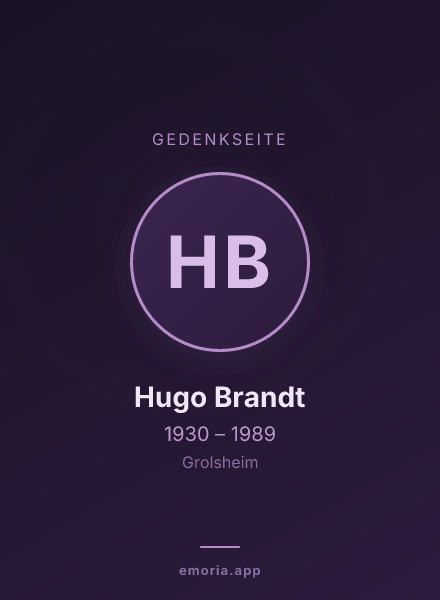 Gedenkportrait von Hugo Brandt