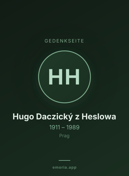 Gedenkportrait von Hugo Daczický z Heslowa