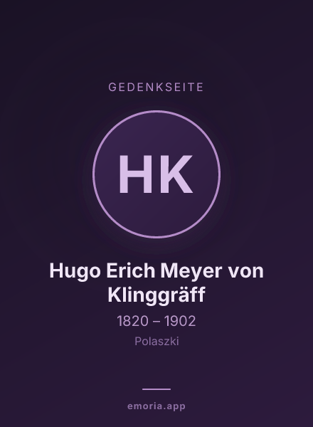 Gedenkportrait von Hugo Erich Meyer von Klinggräff