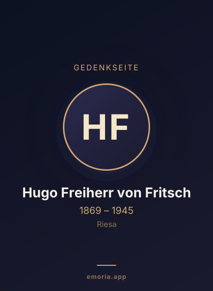 Gedenkportrait von Hugo Freiherr von Fritsch