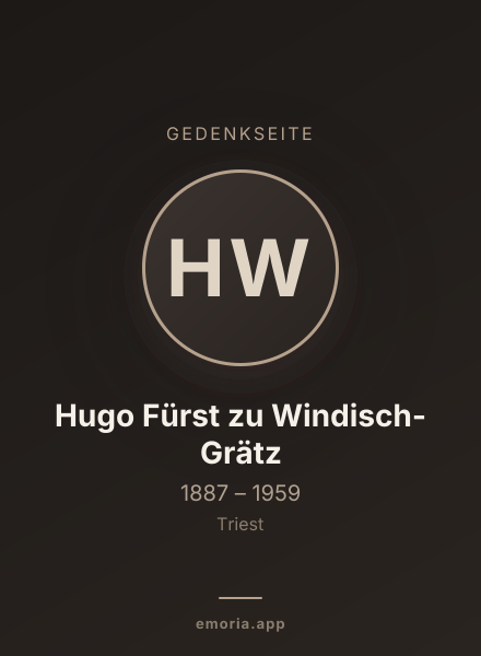 Gedenkportrait von Hugo Fürst zu Windisch-Grätz