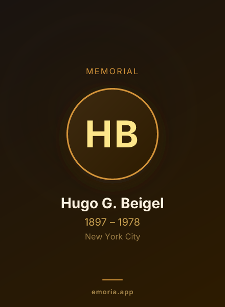 Memorial portrait of Hugo G. Beigel