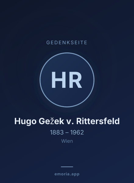 Gedenkportrait von Hugo Gežek v. Rittersfeld