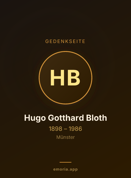 Gedenkportrait von Hugo Gotthard Bloth