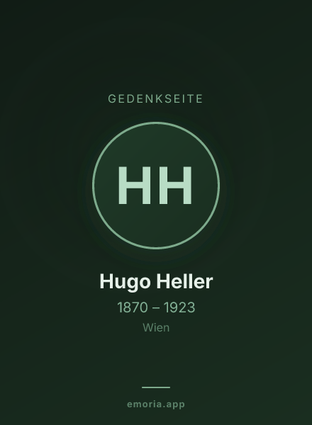 Gedenkportrait von Hugo Heller