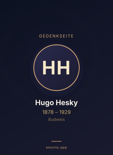 Gedenkportrait von Hugo Hesky