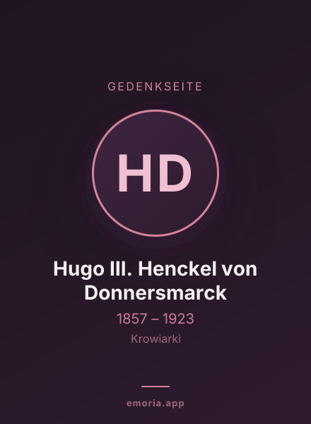 Gedenkportrait von Hugo III. Henckel von Donnersmarck