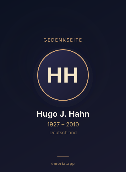 Gedenkportrait von Hugo J. Hahn