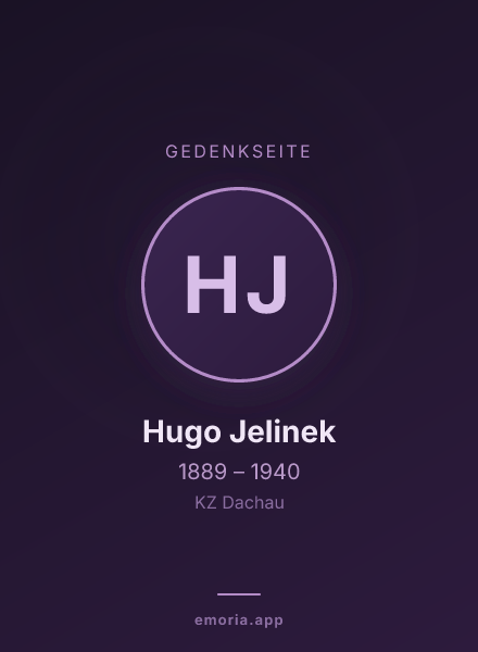 Gedenkportrait von Hugo Jelinek