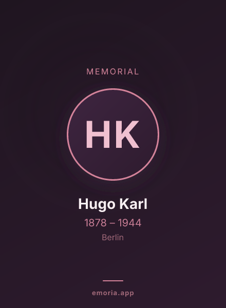 Memorial portrait of Hugo Karl