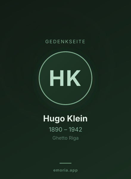 Gedenkportrait von Hugo Klein