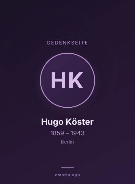 Gedenkportrait von Hugo Köster