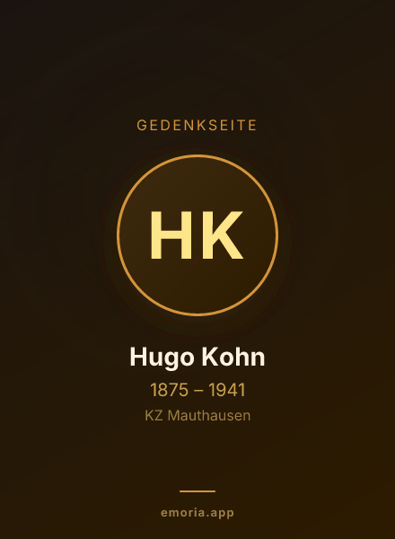 Gedenkportrait von Hugo Kohn