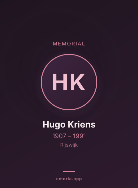 Memorial portrait of Hugo Kriens