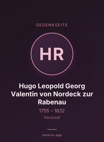 Gedenkportrait von Hugo Leopold Georg Valentin von Nordeck zur Rabenau
