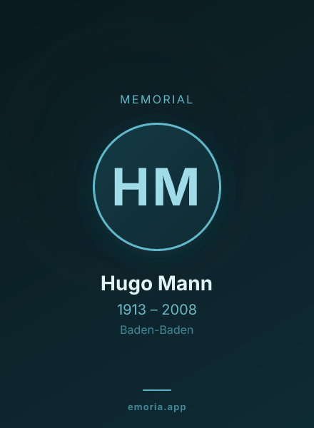 Memorial portrait of Hugo Mann