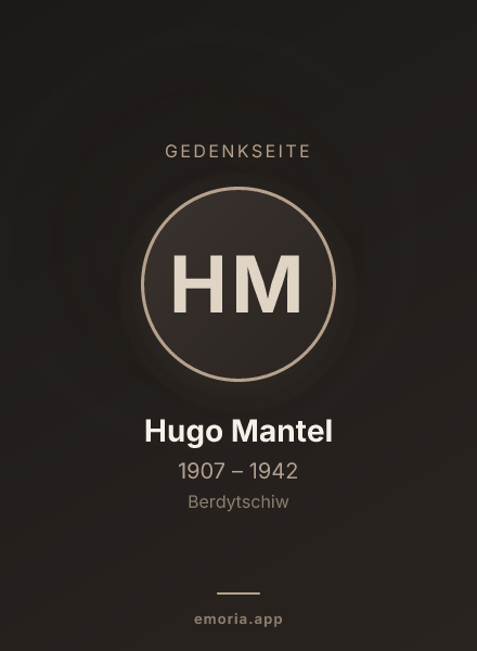Gedenkportrait von Hugo Mantel
