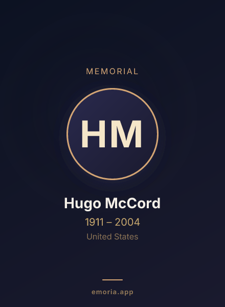 Memorial portrait of Hugo McCord