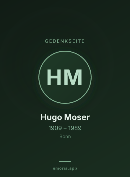 Gedenkportrait von Hugo Moser
