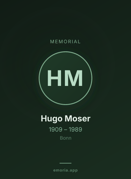 Memorial portrait of Hugo Moser