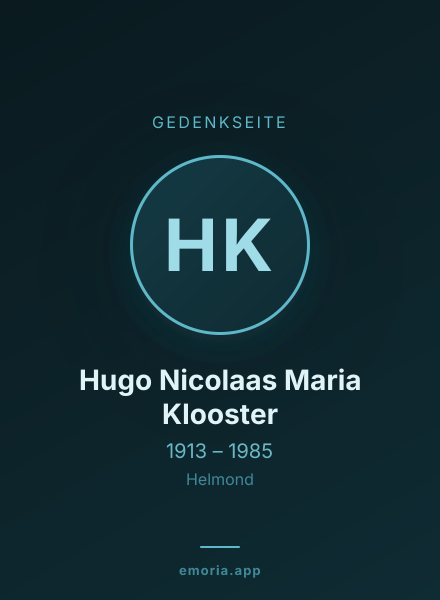 Gedenkportrait von Hugo Nicolaas Maria Klooster