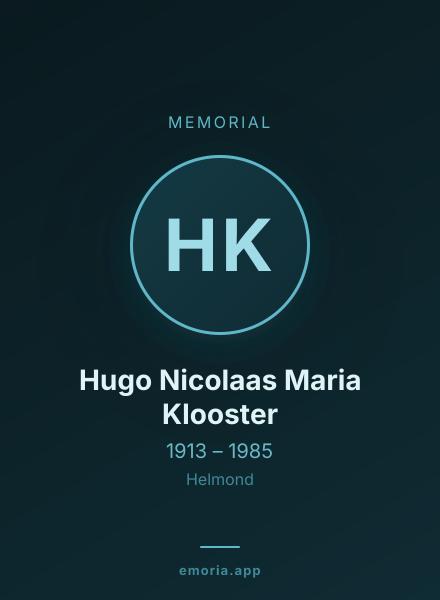Memorial portrait of Hugo Nicolaas Maria Klooster