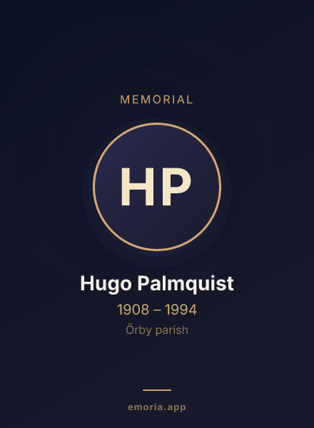 Memorial portrait of Hugo Palmquist