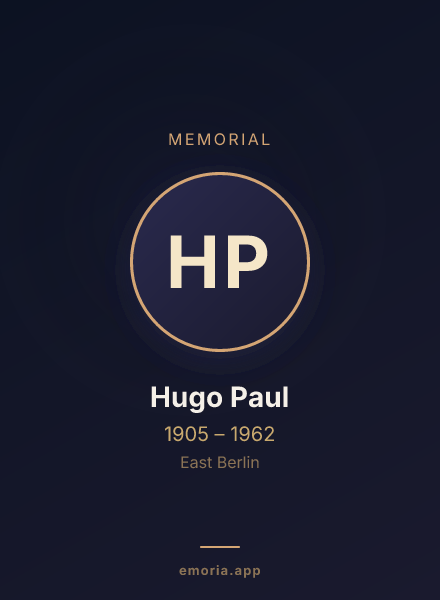 Memorial portrait of Hugo Paul