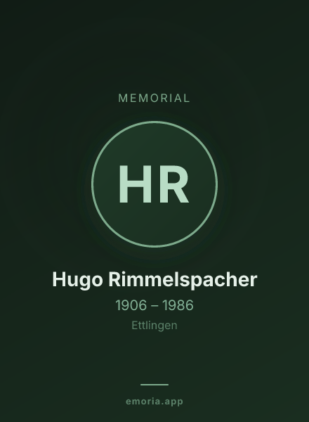 Memorial portrait of Hugo Rimmelspacher