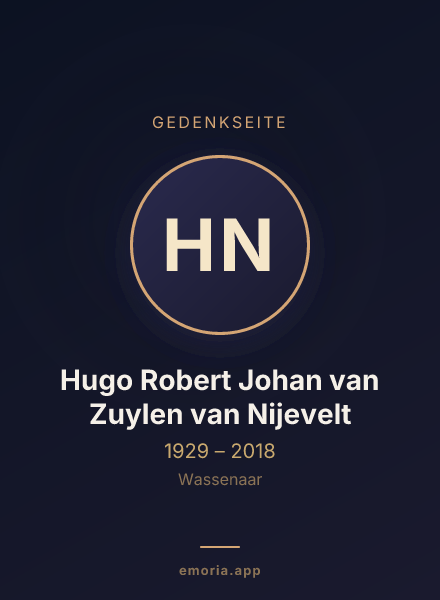 Gedenkportrait von Hugo Robert Johan van Zuylen van Nijevelt