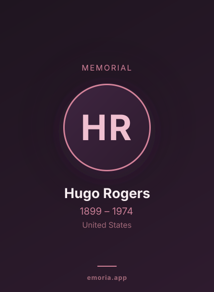Memorial portrait of Hugo Rogers