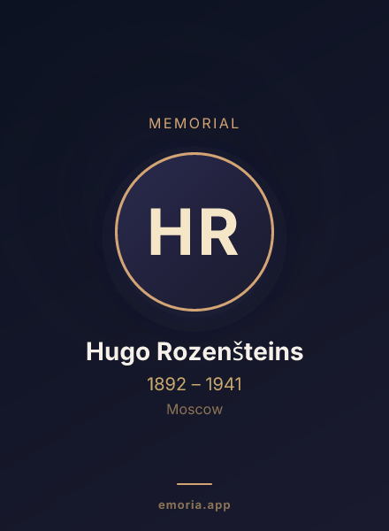 Memorial portrait of Hugo Rozenšteins