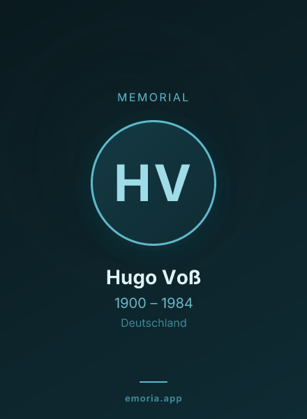 Memorial portrait of Hugo Voß