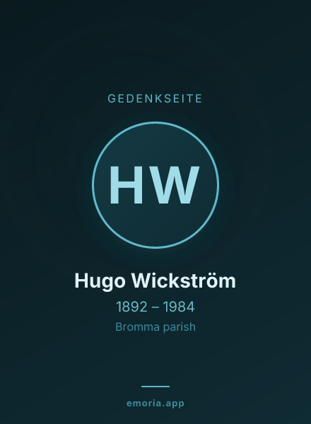 Gedenkportrait von Hugo Wickström