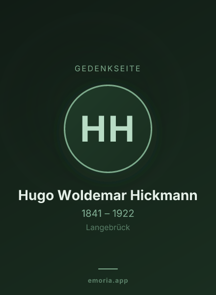 Gedenkportrait von Hugo Woldemar Hickmann