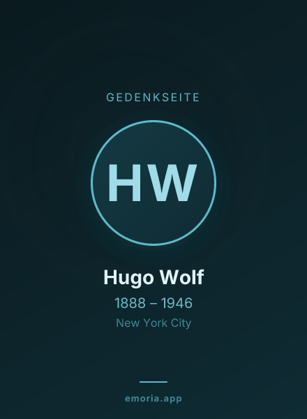 Gedenkportrait von Hugo Wolf