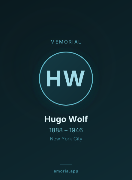 Memorial portrait of Hugo Wolf