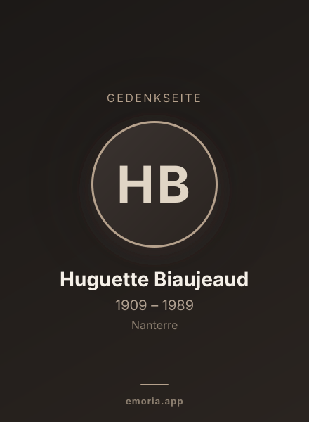 Gedenkportrait von Huguette Biaujeaud