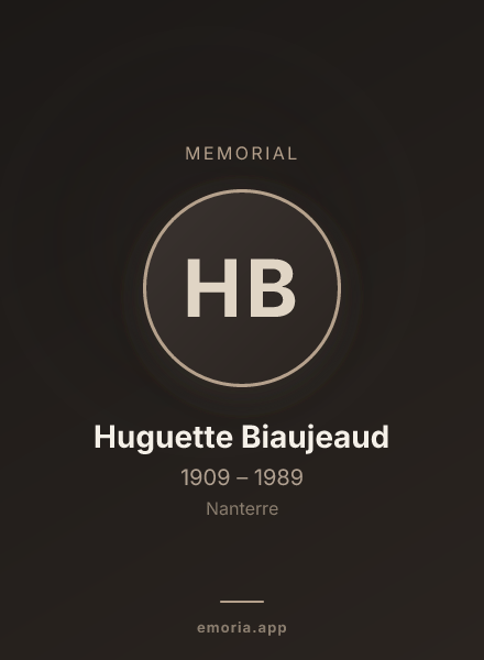 Memorial portrait of Huguette Biaujeaud
