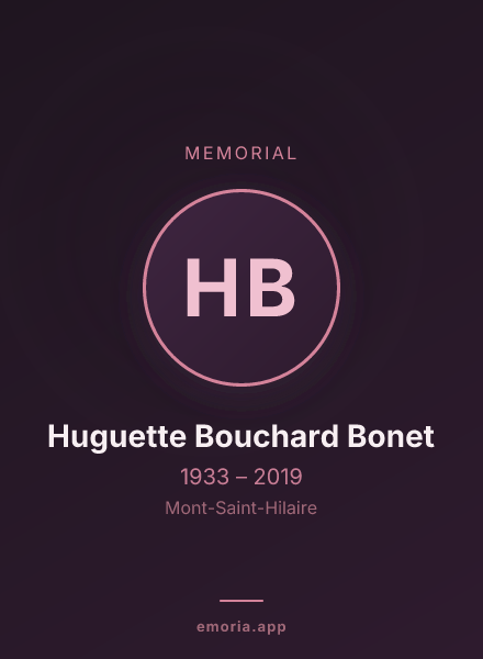Memorial portrait of Huguette Bouchard Bonet