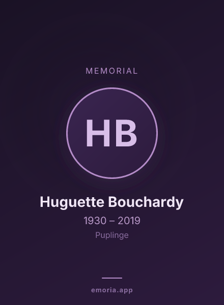 Memorial portrait of Huguette Bouchardy