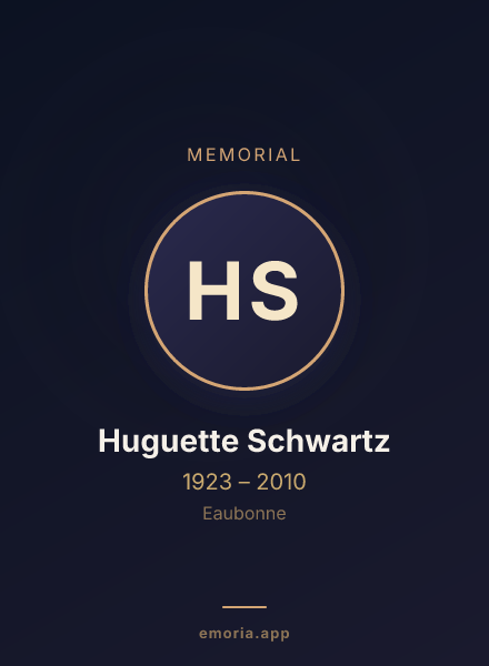 Memorial portrait of Huguette Schwartz