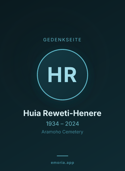 Gedenkportrait von Huia Reweti-Henere