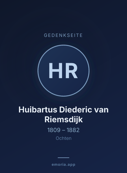 Gedenkportrait von Huibartus Diederic van Riemsdijk