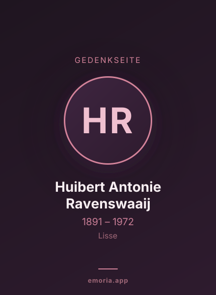 Gedenkportrait von Huibert Antonie Ravenswaaij