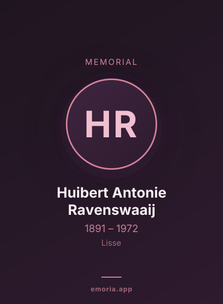 Memorial portrait of Huibert Antonie Ravenswaaij