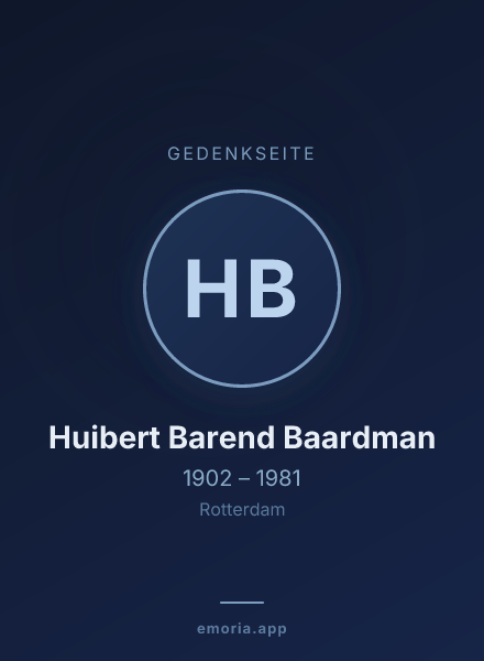 Gedenkportrait von Huibert Barend Baardman