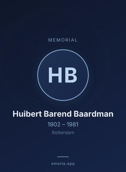 Memorial portrait of Huibert Barend Baardman